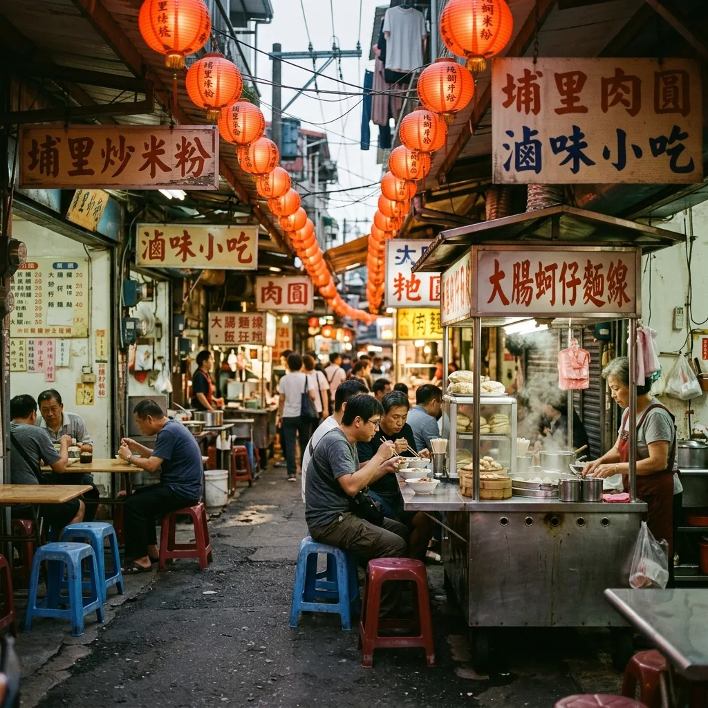埔里夜市璀璨燈火,熙來攘往的人潮
